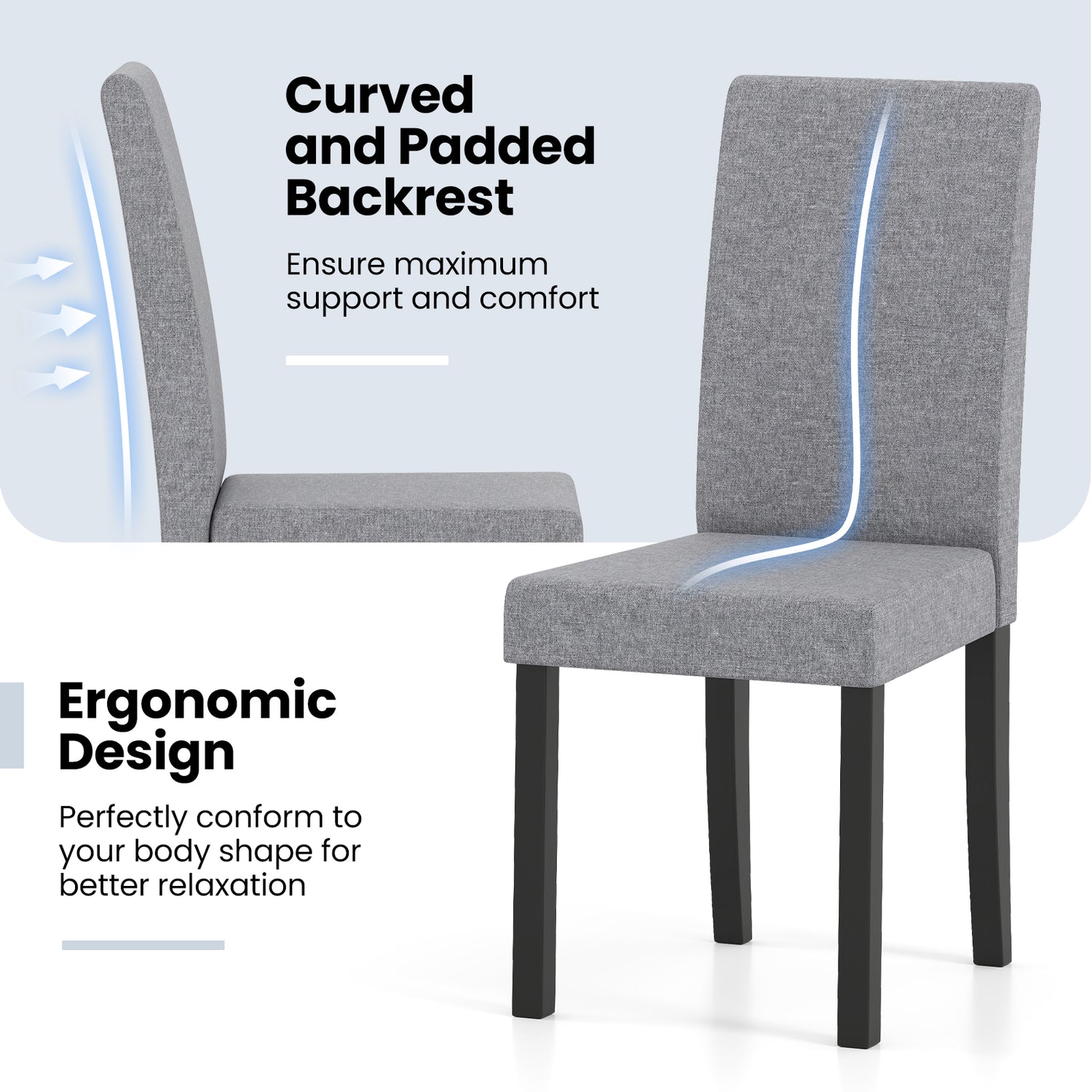 Set of 2 Dining Chair Mid-Century Modern Fabric Upholstered Parson Chairs