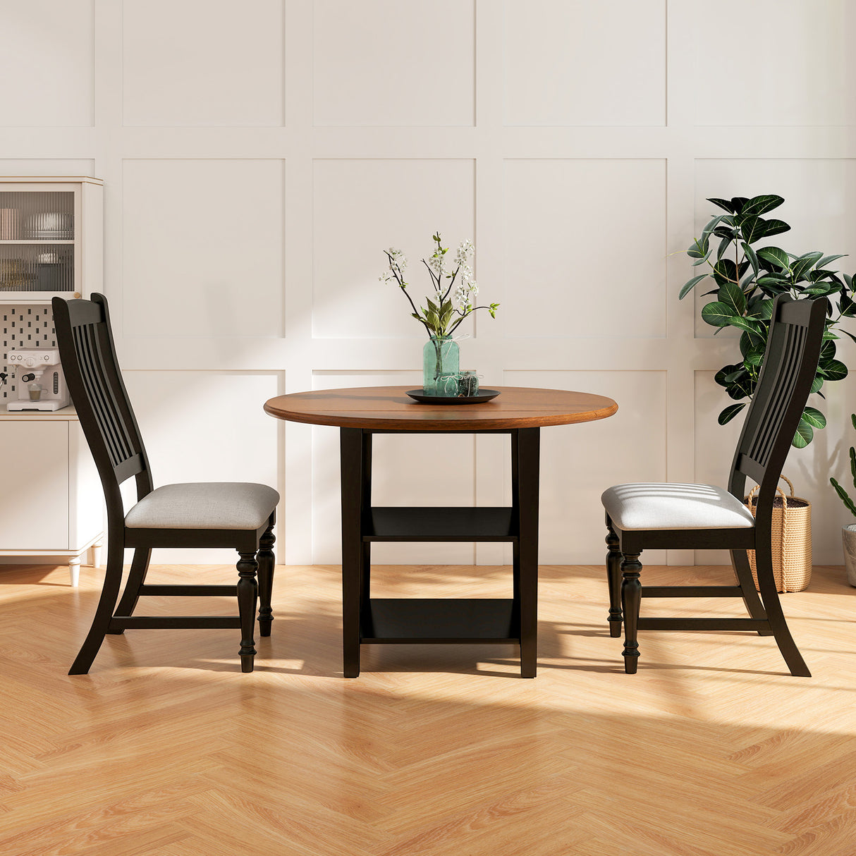 Set of 2 Dining Chairs Kitchen Side Chair with Solid Wood Legs