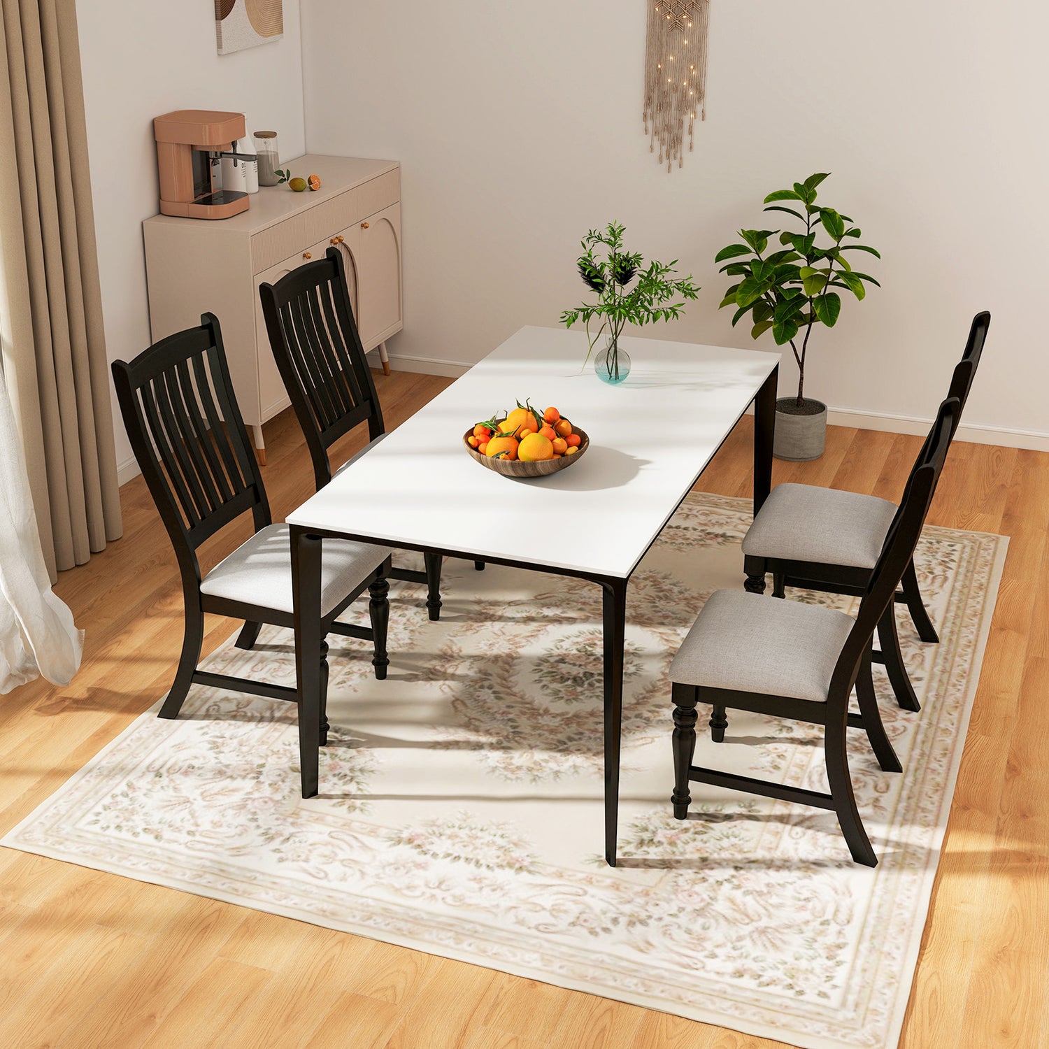 Set of 2 Dining Chairs Kitchen Side Chair with Solid Wood Legs