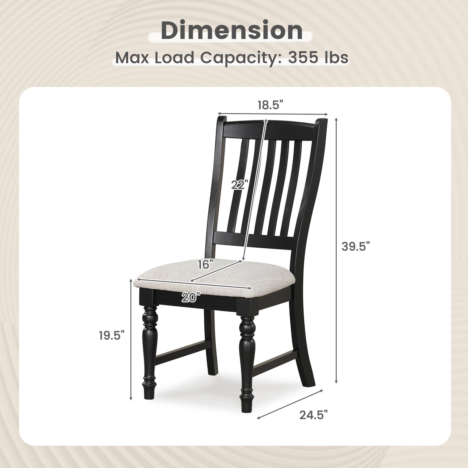 Set of 2 Dining Chairs Kitchen Side Chair with Solid Wood Legs