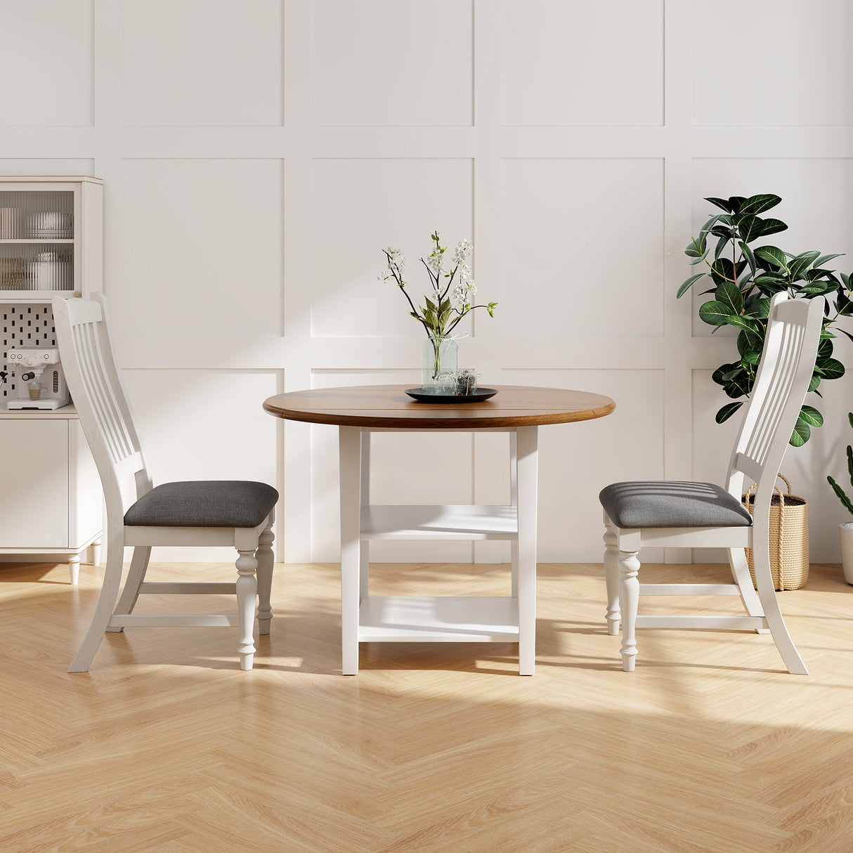 Set of 2 Dining Chairs Kitchen Side Chair with Solid Wood Legs