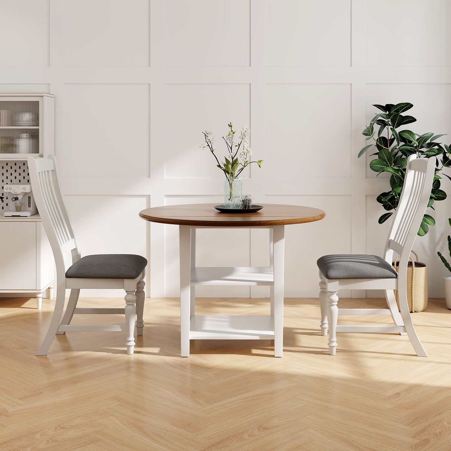 Set of 2 Dining Chairs Kitchen Side Chair with Solid Wood Legs