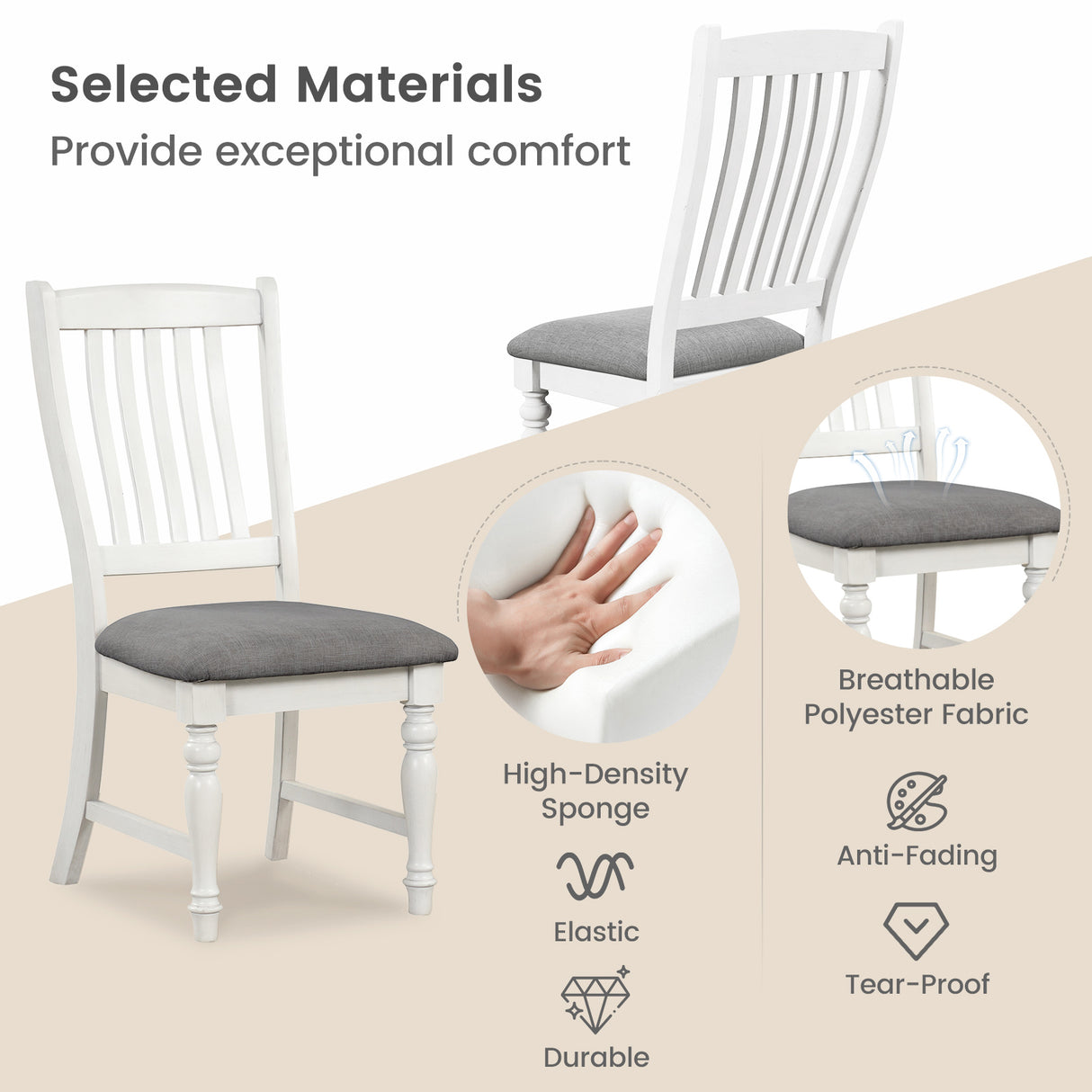 Set of 2 Dining Chairs Kitchen Side Chair with Solid Wood Legs