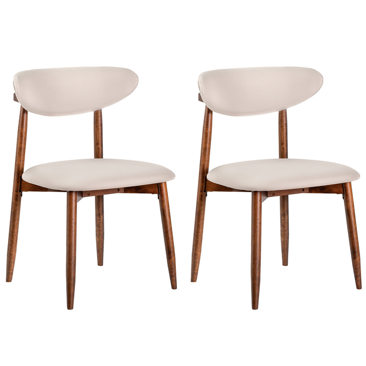 Set of 2 Fabric Upholstered Dining Chairs with Curved Backs