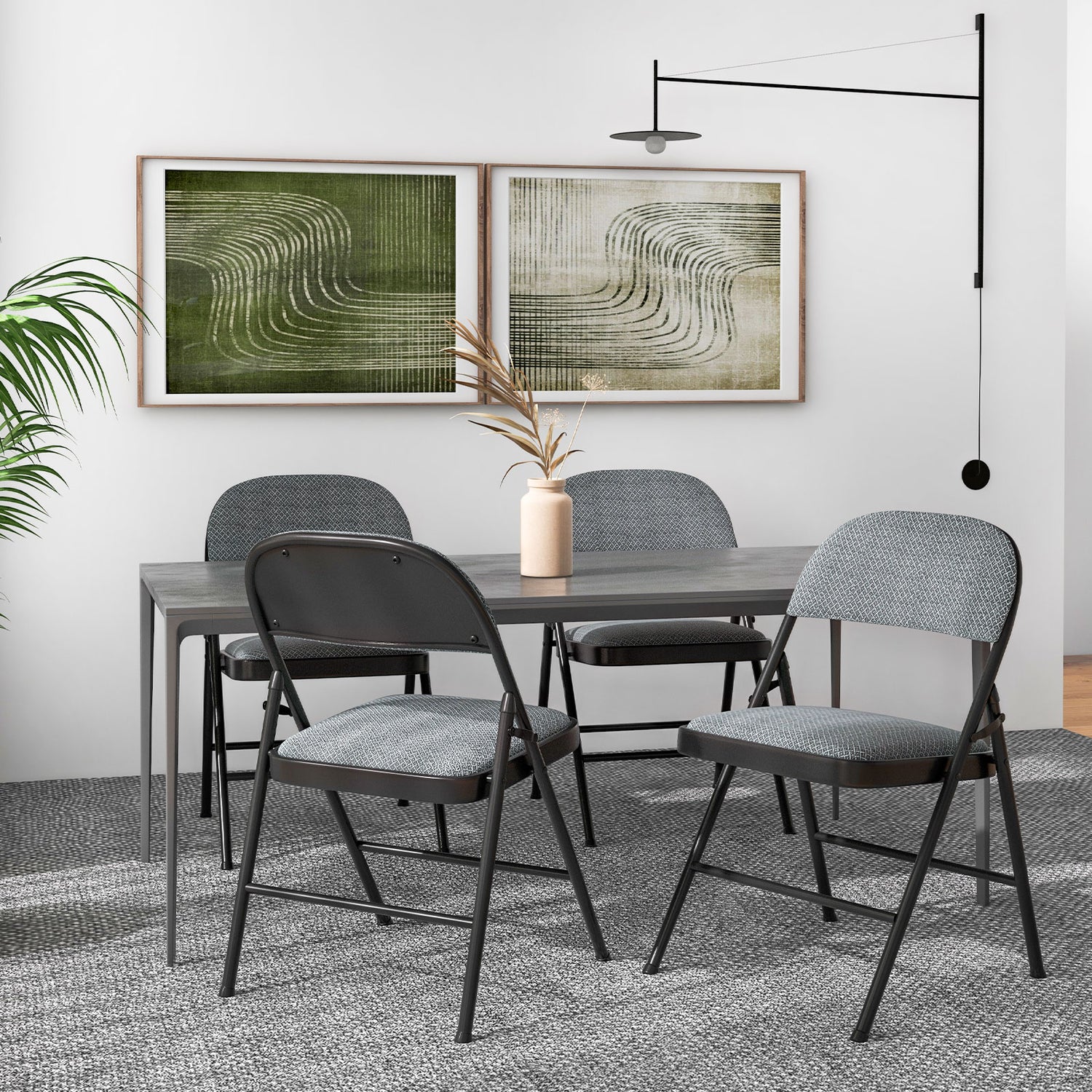 4 Pieces Fabric Upholstered Padded Seat Folding Chairs Seet