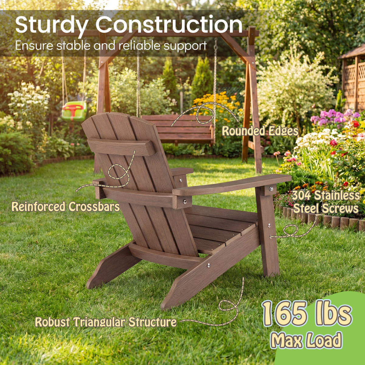 Set of 2 Kid's Adirondack Chair with with High Backrest and Armrests