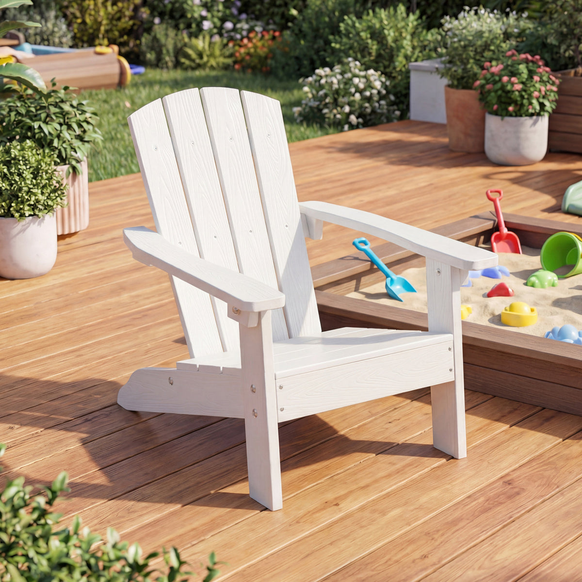 Set of 2 Kid's Adirondack Chair with with High Backrest and Armrests