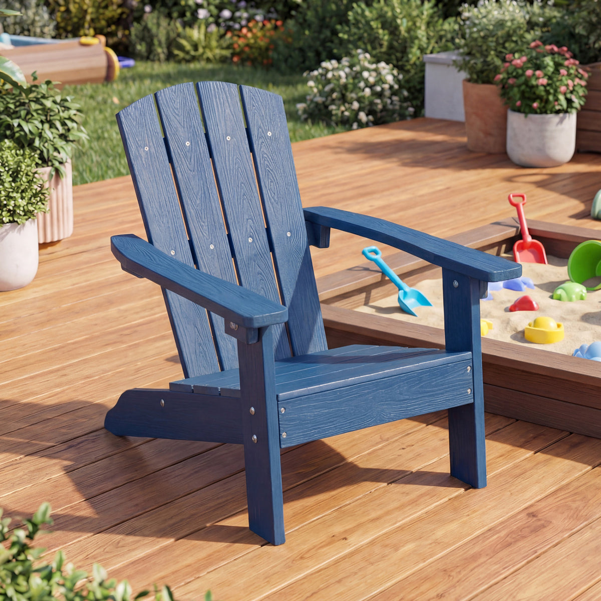 Set of 2 Kid's Adirondack Chair with with High Backrest and Armrests