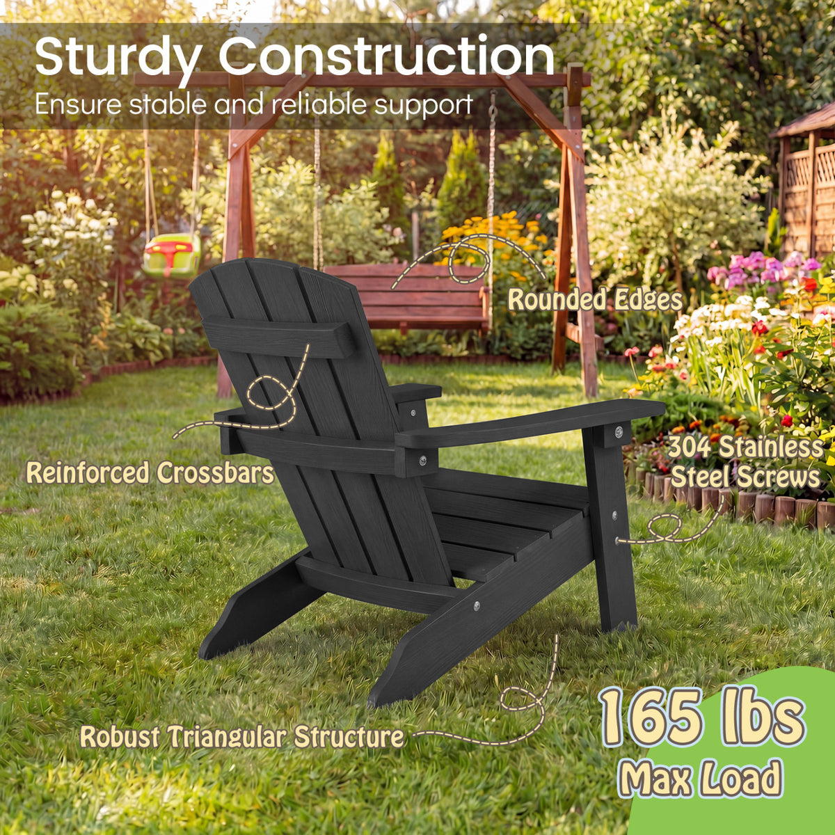 Set of 2 Kid's Adirondack Chair with with High Backrest and Armrests