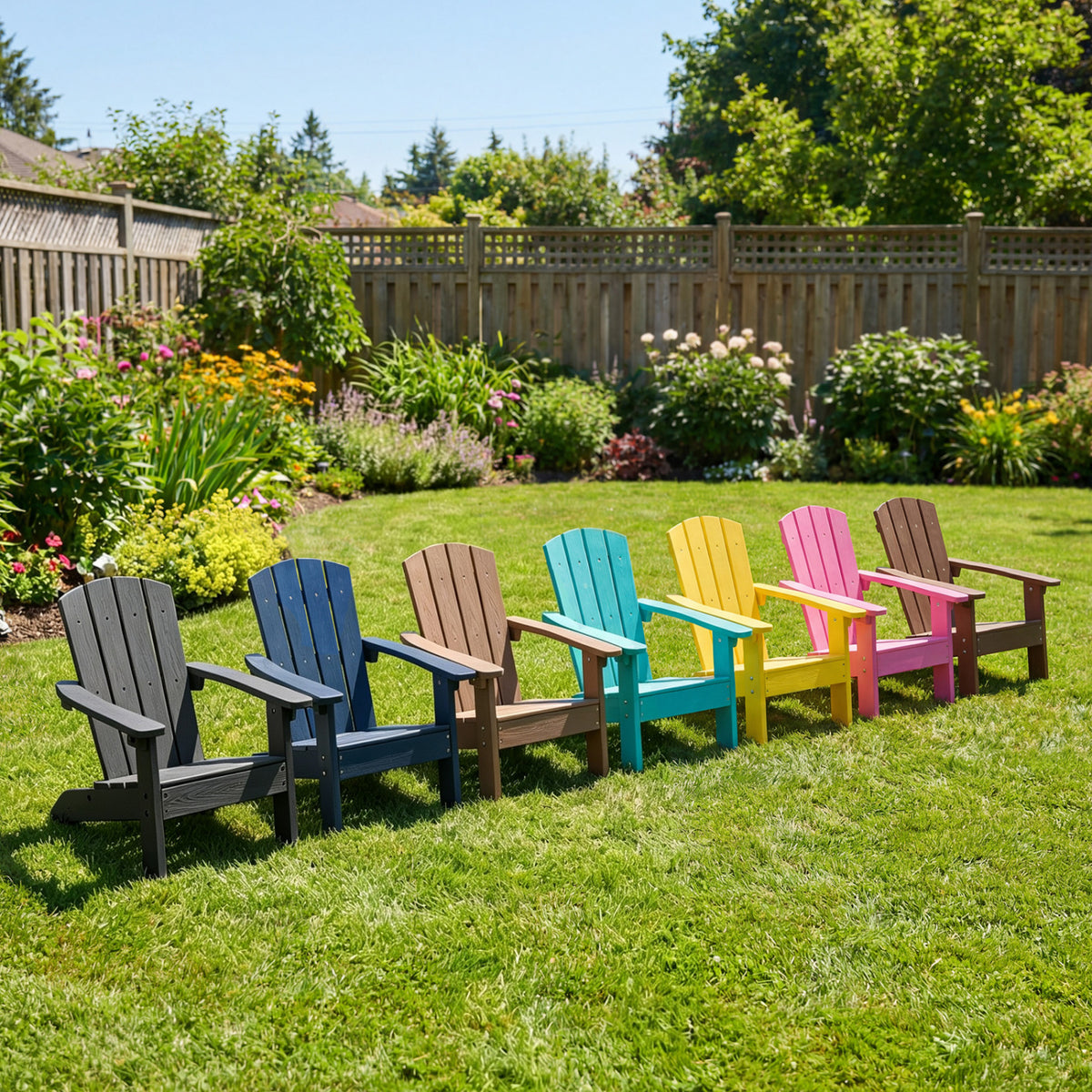 Set of 2 Kid's Adirondack Chair with with High Backrest and Armrests