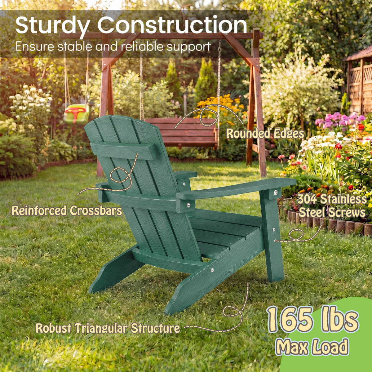 Set of 2 Kid's Adirondack Chair with with High Backrest and Armrests