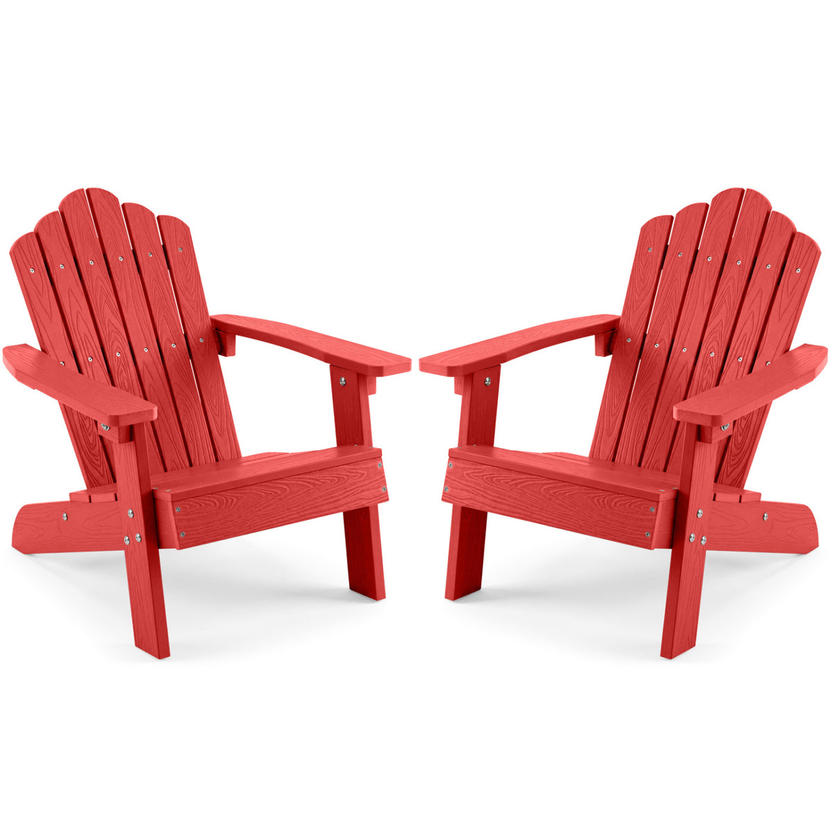 Set of 2 Kids Adirondack Chairs All-weather Outdoor Chairs for Children with Tilted High Backrest