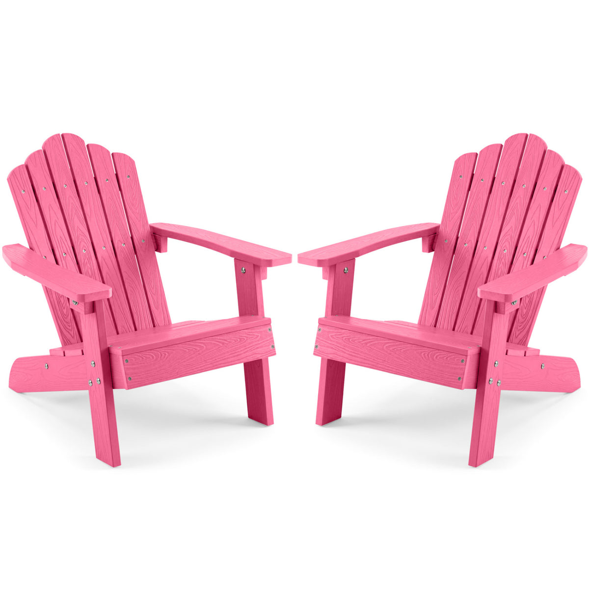 Set of 2 Kids Adirondack Chairs All-weather Outdoor Chairs for Children with Tilted High Backrest