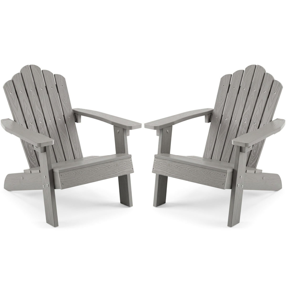 Set of 2 Kids Adirondack Chairs All-weather Outdoor Chairs for Children with Tilted High Backrest