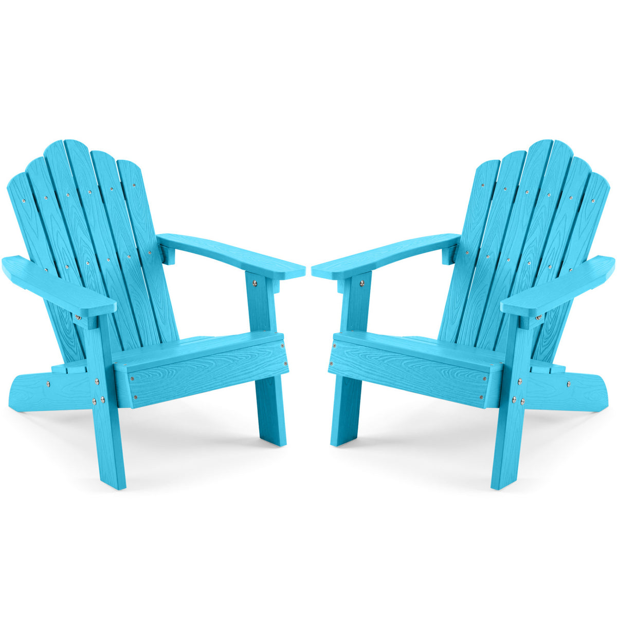 Set of 2 Kids Adirondack Chairs All-weather Outdoor Chairs for Children with Tilted High Backrest