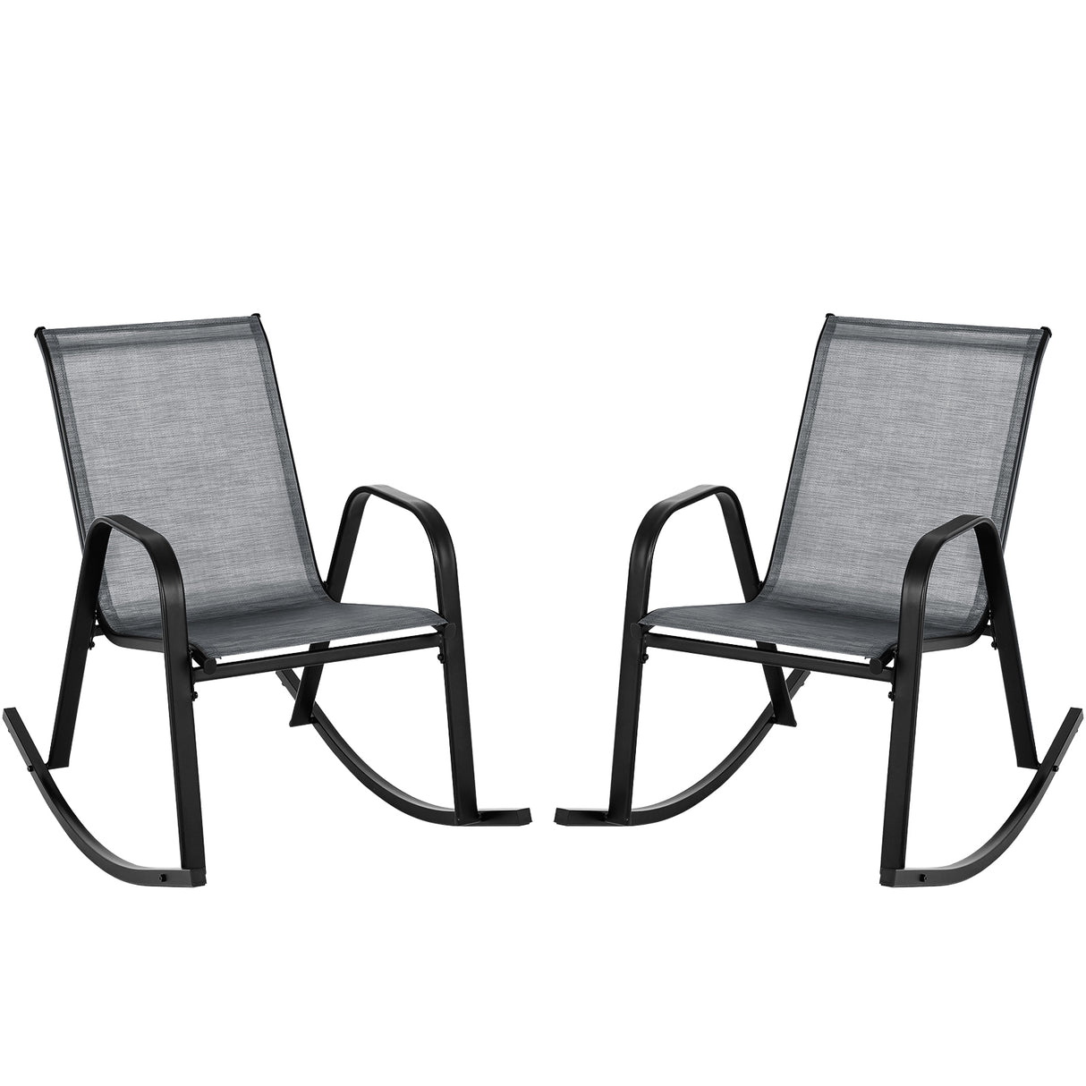 Set of 2 Heavy-Duty Metal Patio Rocking Chair with Breathable Seat Fabric