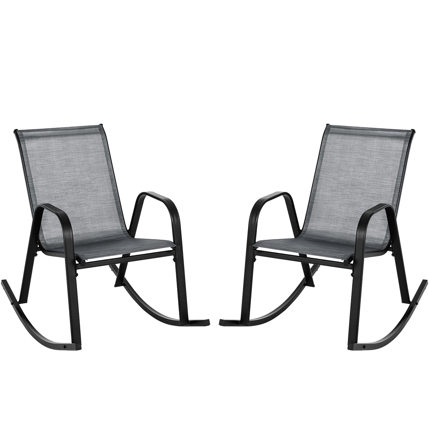 Set of 2 Heavy-Duty Metal Patio Rocking Chair with Breathable Seat Fabric