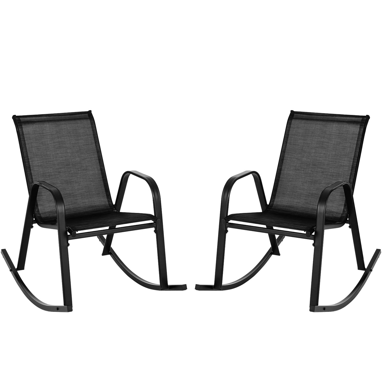 Set of 2 Heavy-Duty Metal Patio Rocking Chair with Breathable Seat Fabric