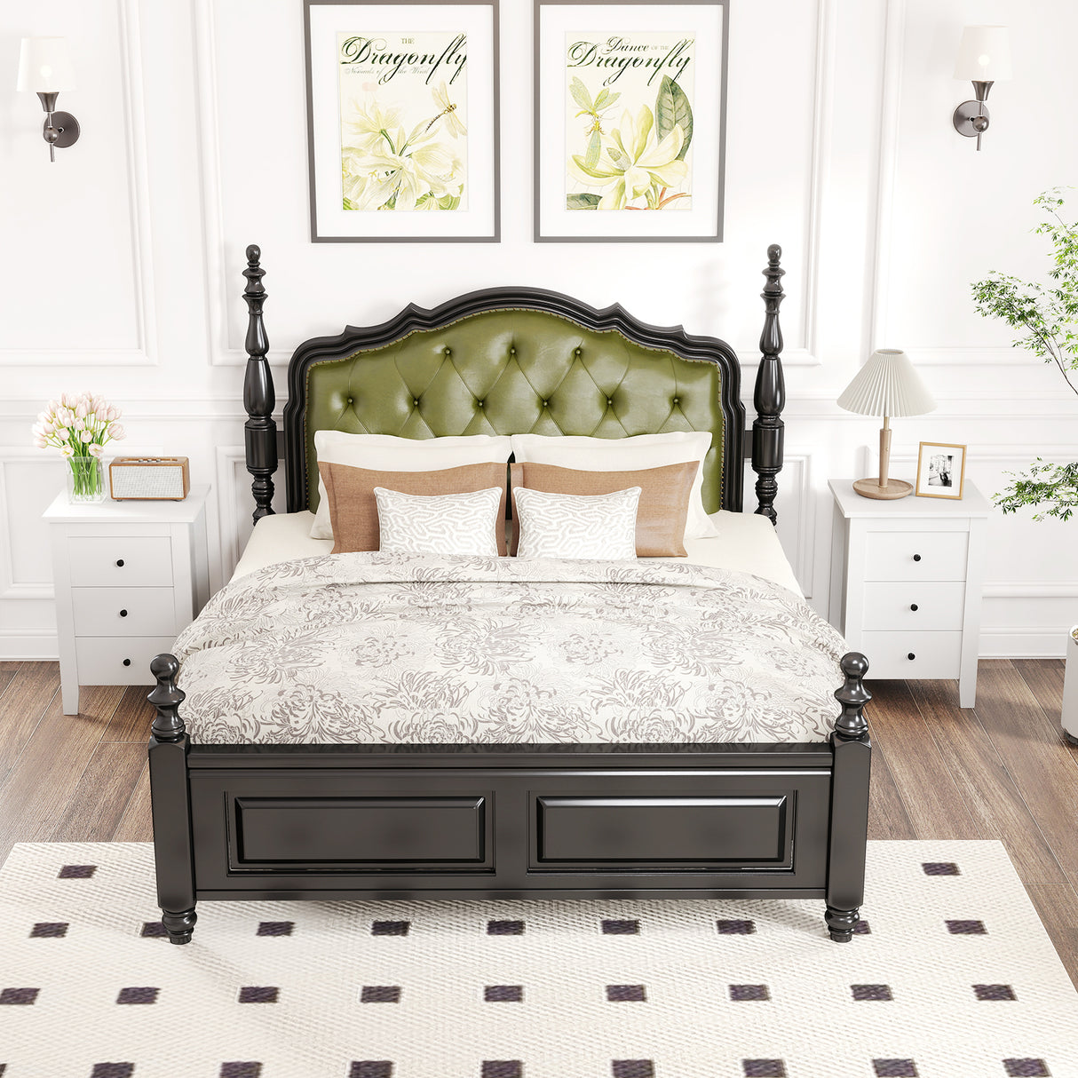 Set of 2 Nightstand End Beside Table Drawers