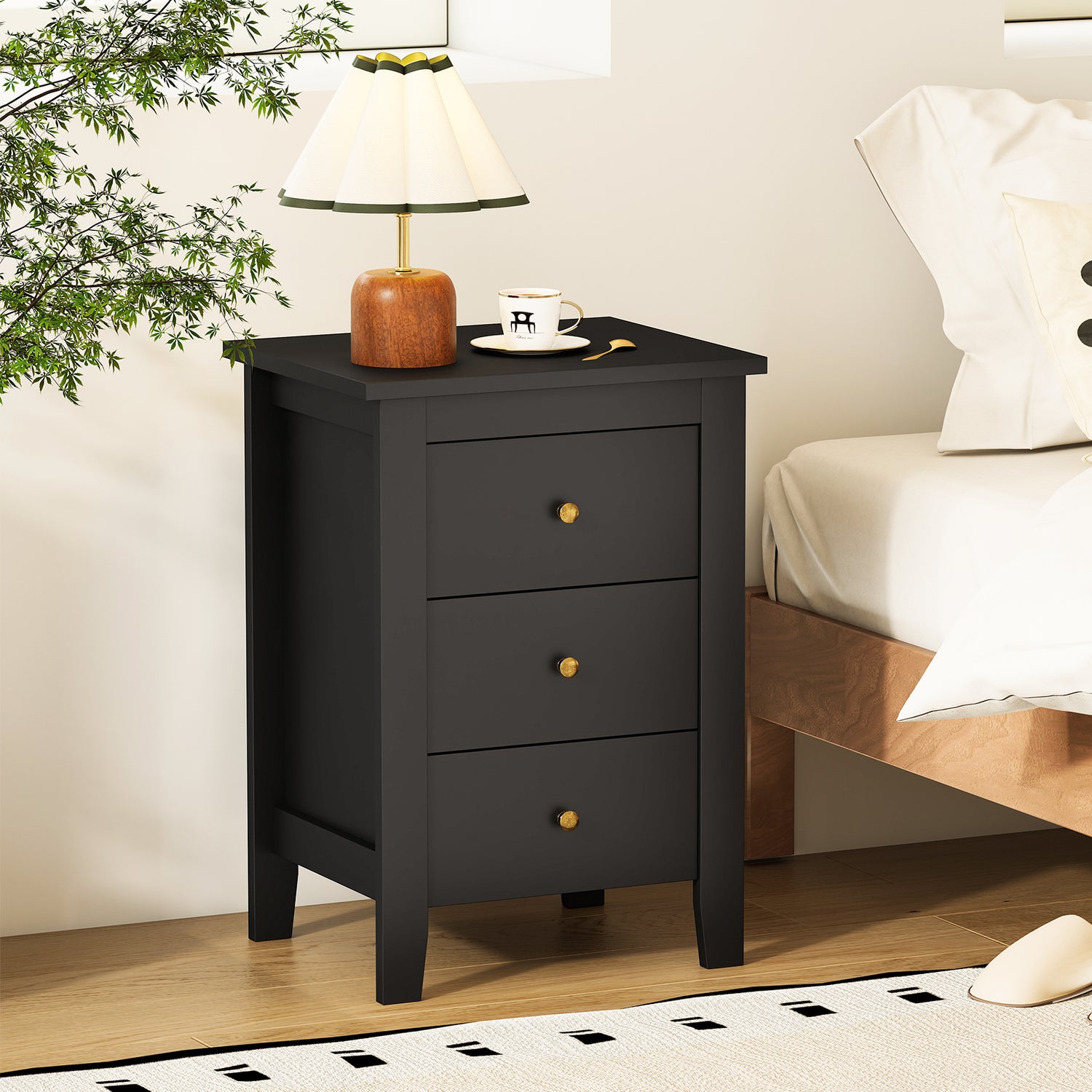 Set of 2 Nightstand End Beside Table Drawers