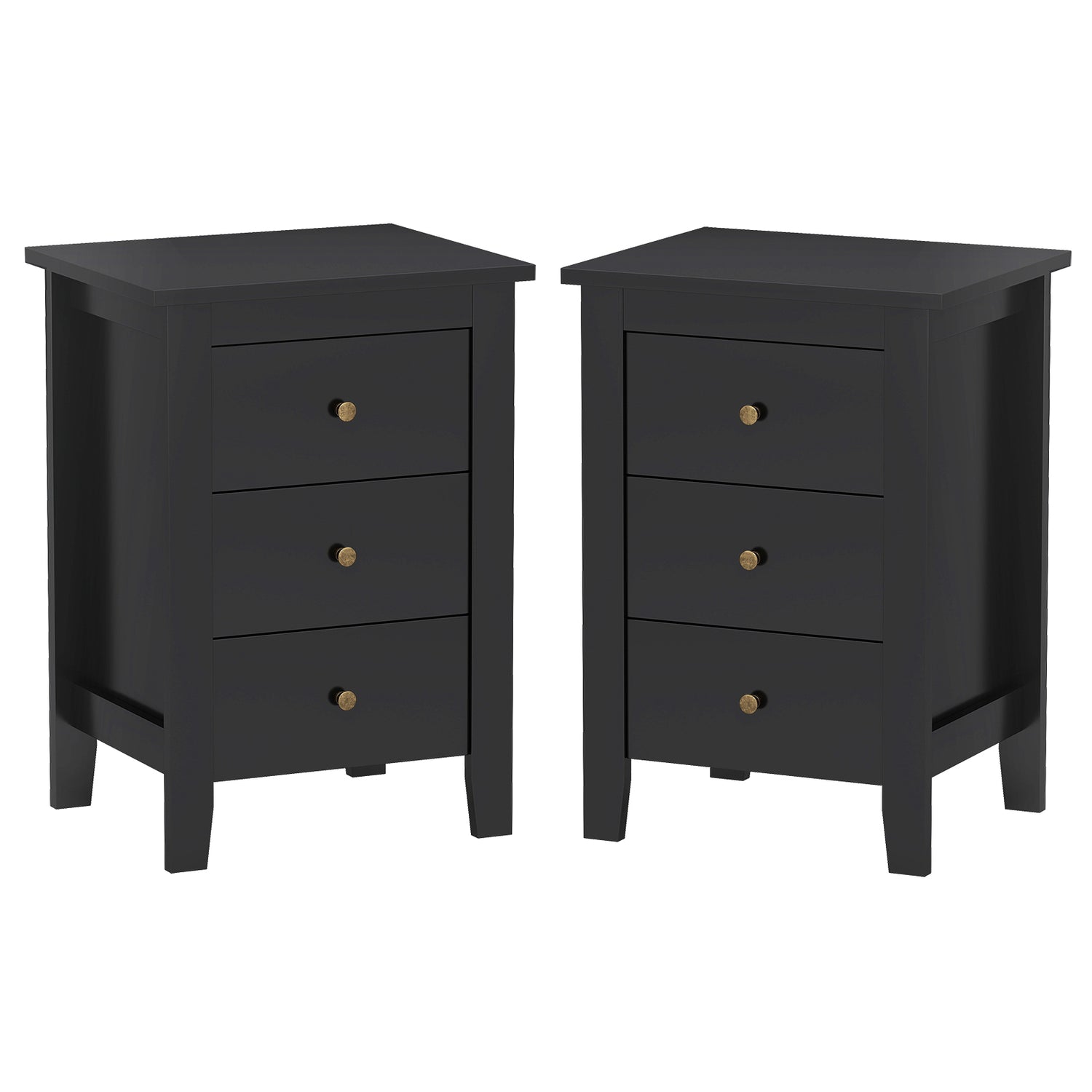Set of 2 Nightstand End Beside Table Drawers