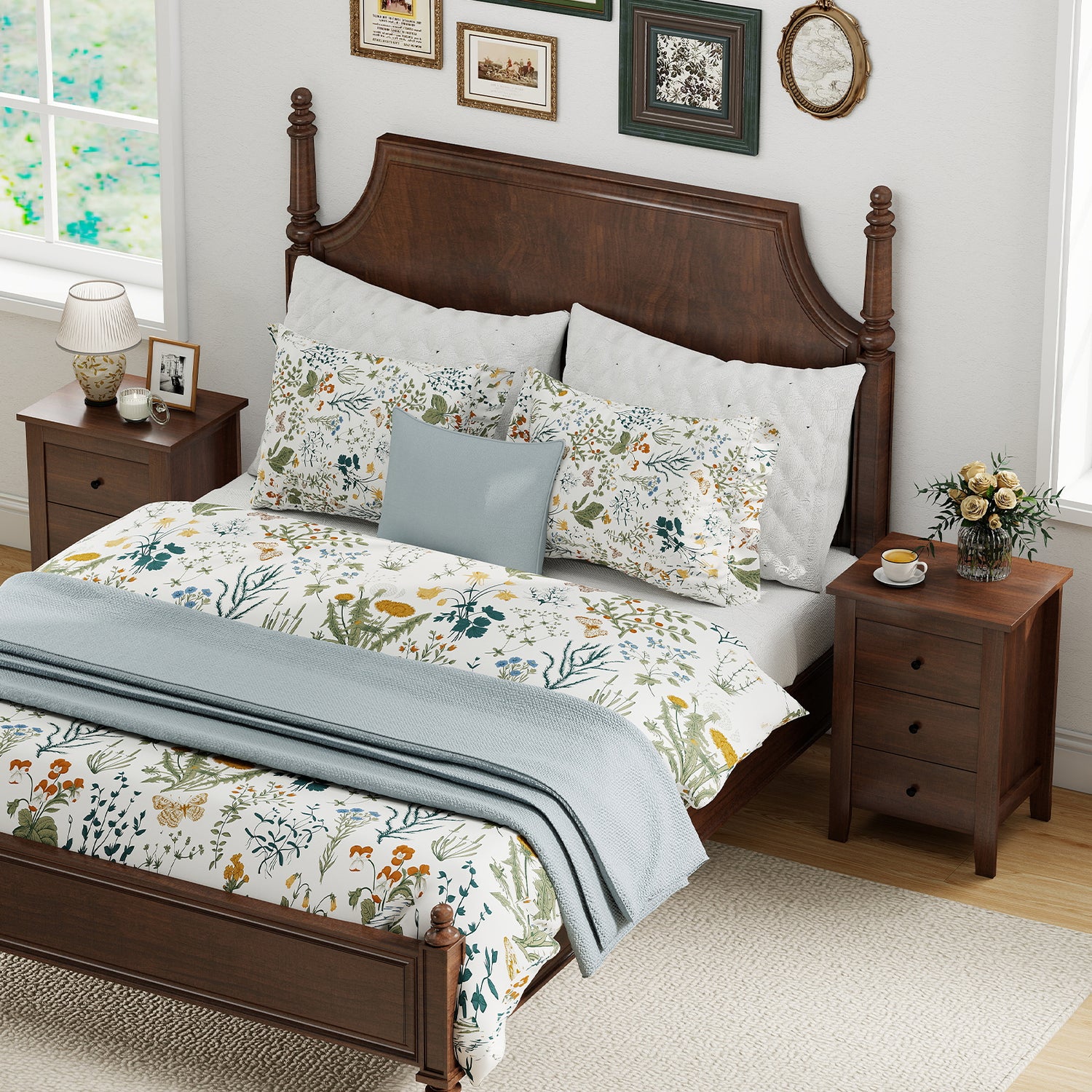 Set of 2 Nightstand End Beside Table Drawers