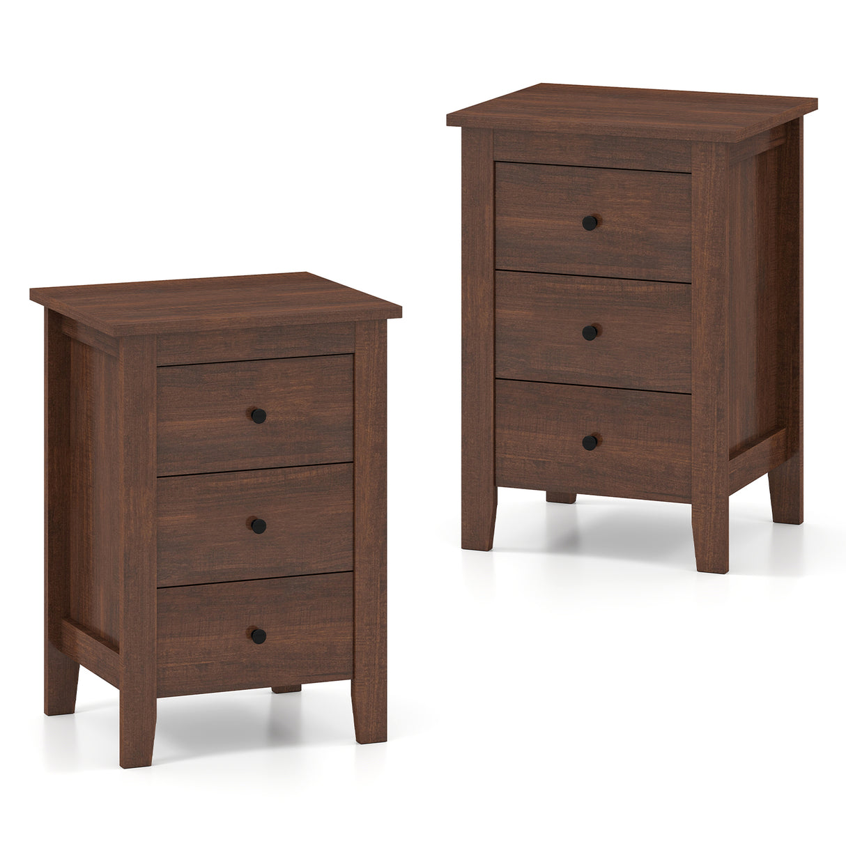 Set of 2 Nightstand End Beside Table Drawers