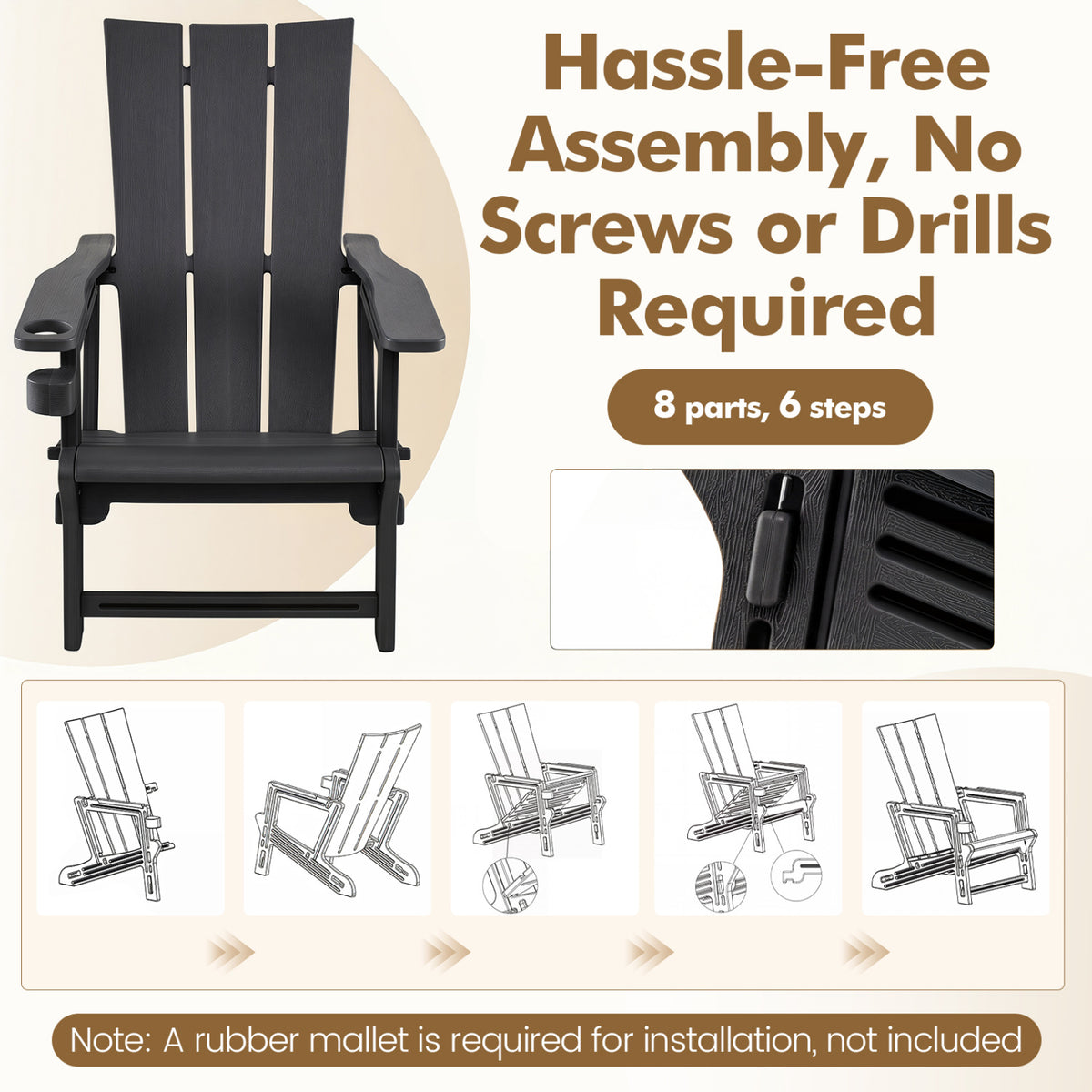 Set of 2 Outdoor Adirondack Chairs with Cup Holder