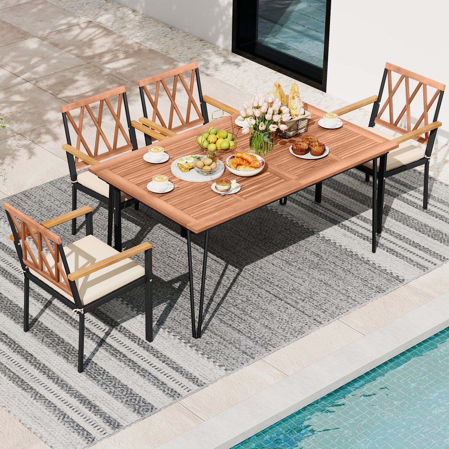 Set of 2 Patio Dining Chairs with Removable Padded Cushions
