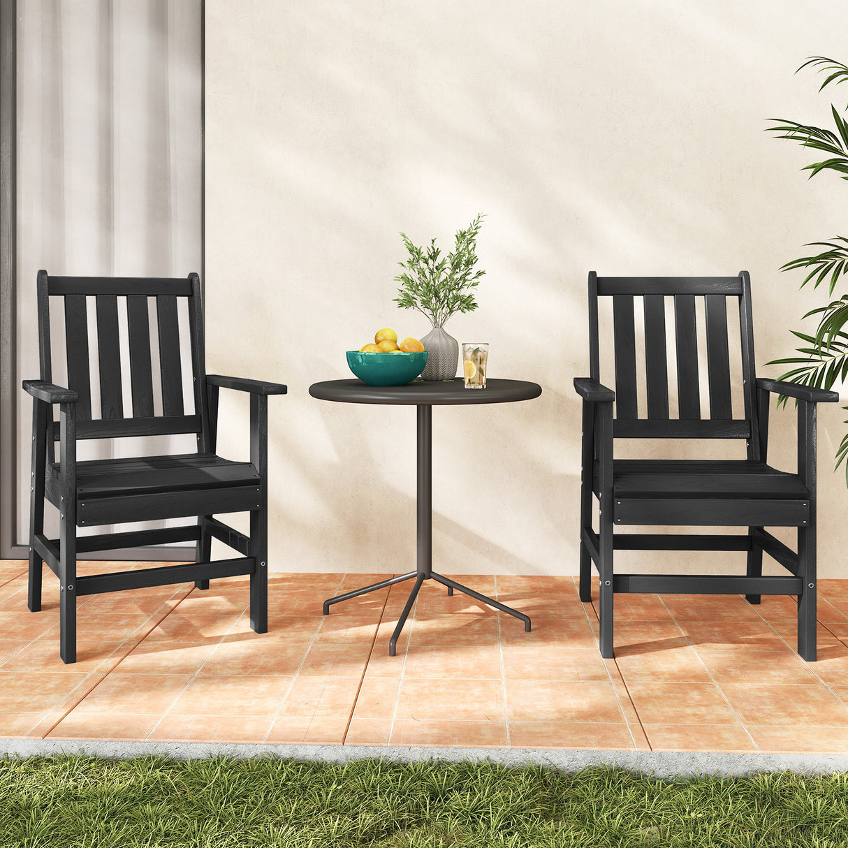 Set of 2 Patio Dining Chairs with Wide Armrests