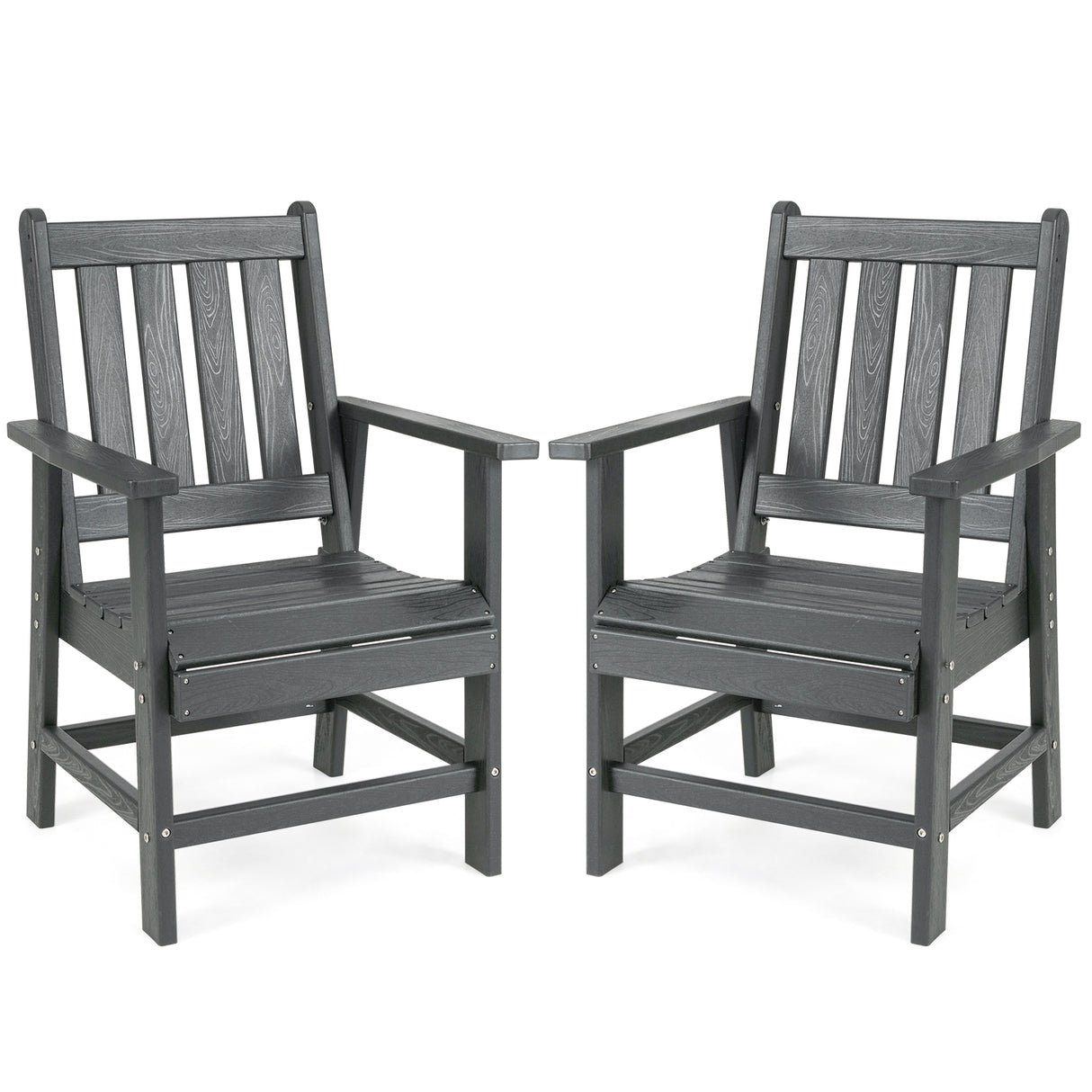 Set of 2 Patio Dining Chairs with Wide Armrests