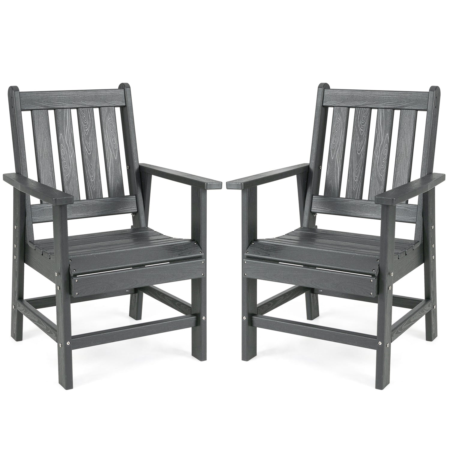 Set of 2 Patio Dining Chairs with Wide Armrests