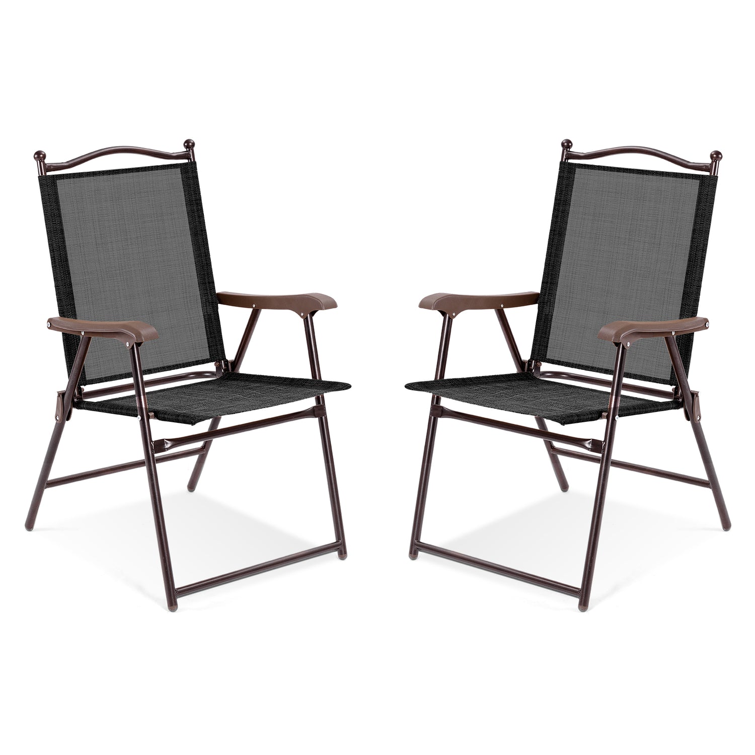 Set of 2 Patio Folding Sling Back Camping Deck Chairs