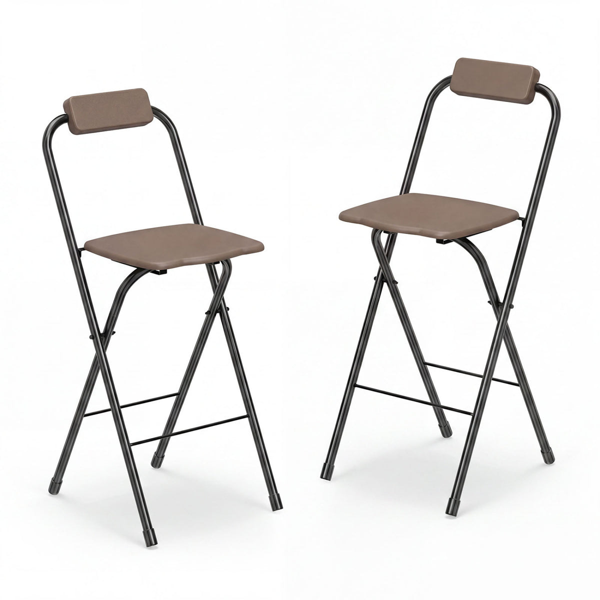 Set of 2 Portable Bar Height Stools with Ergonomic Seat and Comfortable Footrest