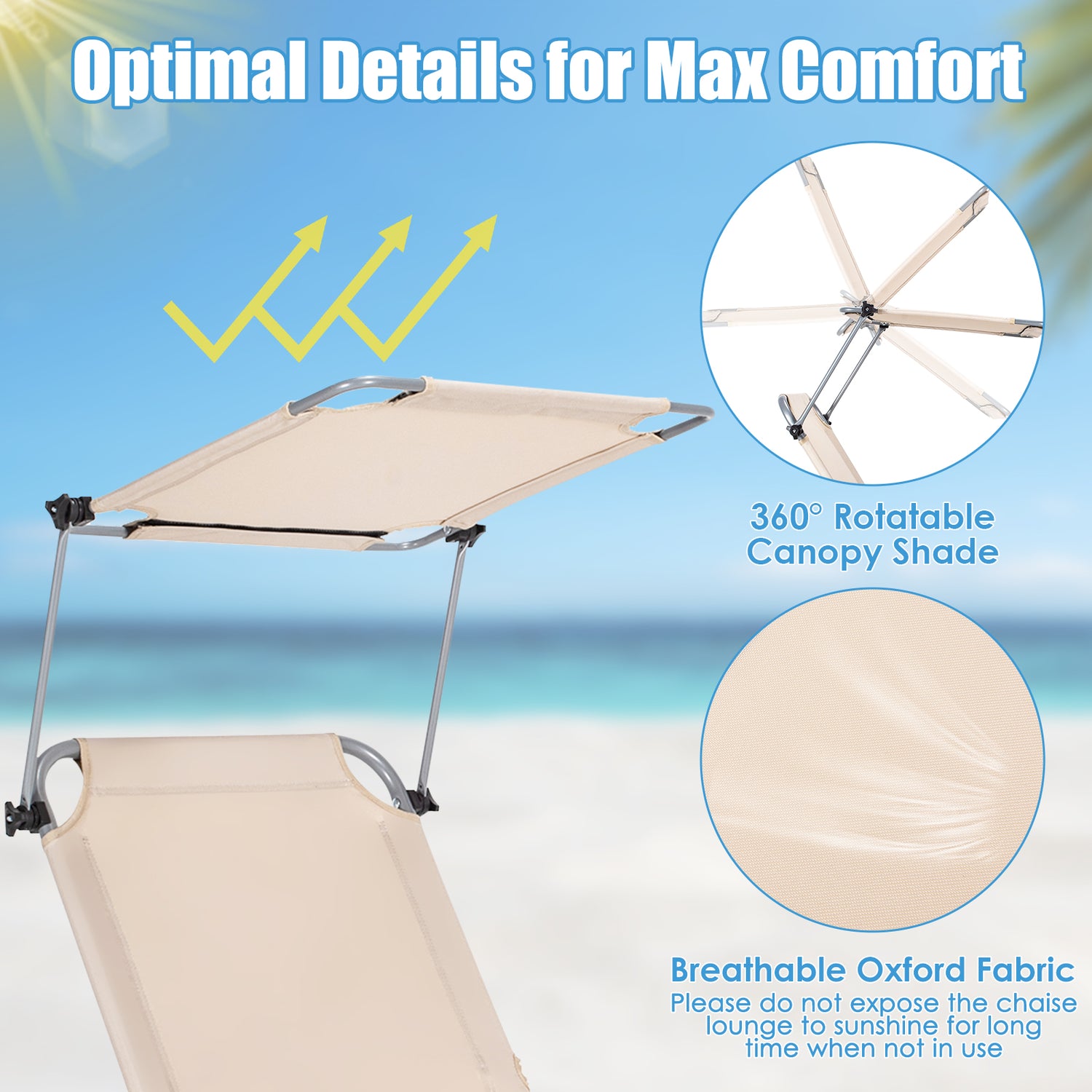 Set of 2 Portable Reclining Chair with 5 Adjustable Positions