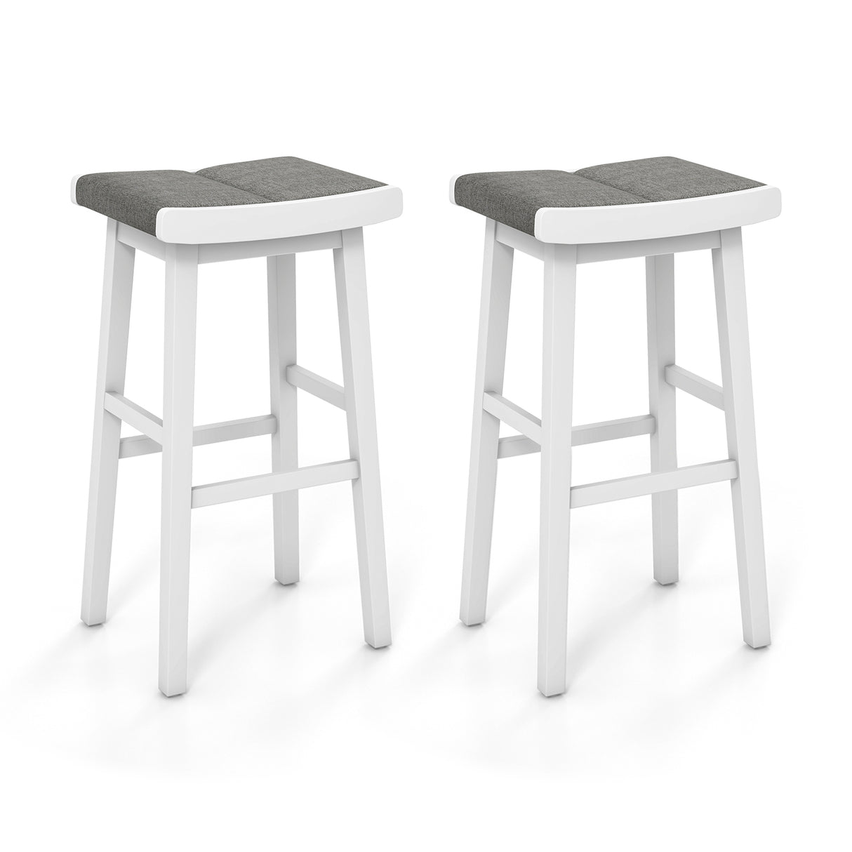 2 Pieces 26/31.5 Inch Upholstered Saddle Barstools with Padded Cushions-31.5 inches