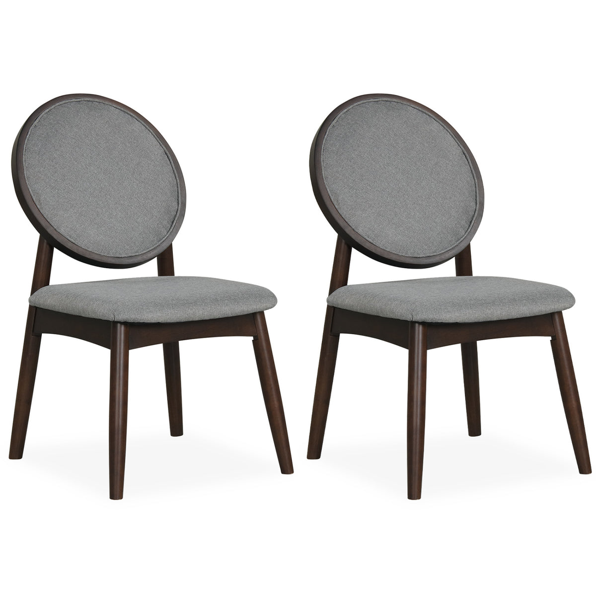 Set of 2 Upholstered Linen Fabric Kitchen Side Chairs with Padded Seat