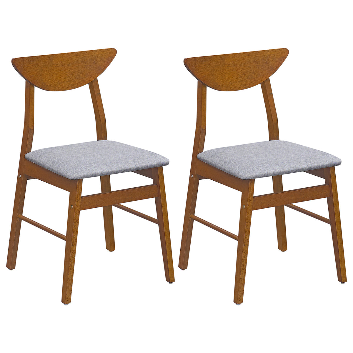 Set of 2 Upholstered Dining Chairs with Curved Backrest and Rubber Wood Frame
