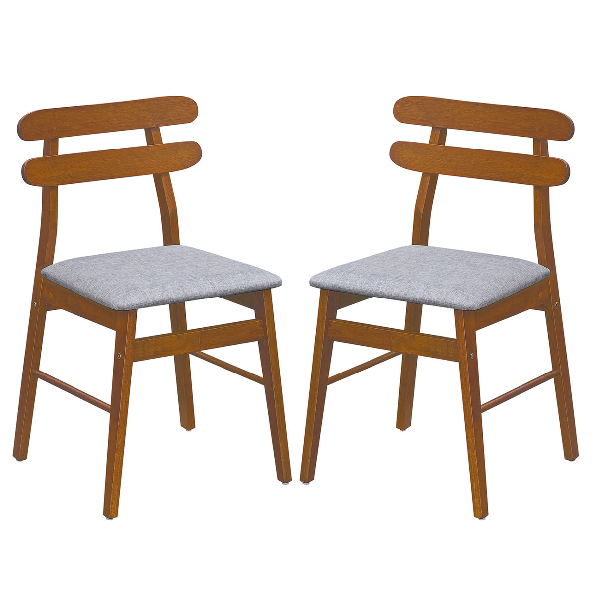 Set of 2 Upholstered Dining Chairs with Padded Seat and Solid Wood Legs