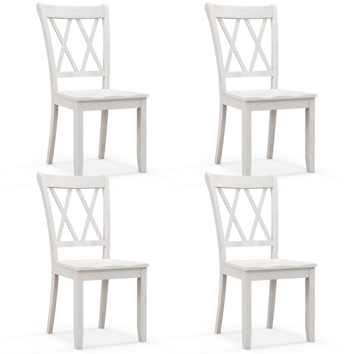 Set of 2 Cross Back Rubber Wood Dining Chairs