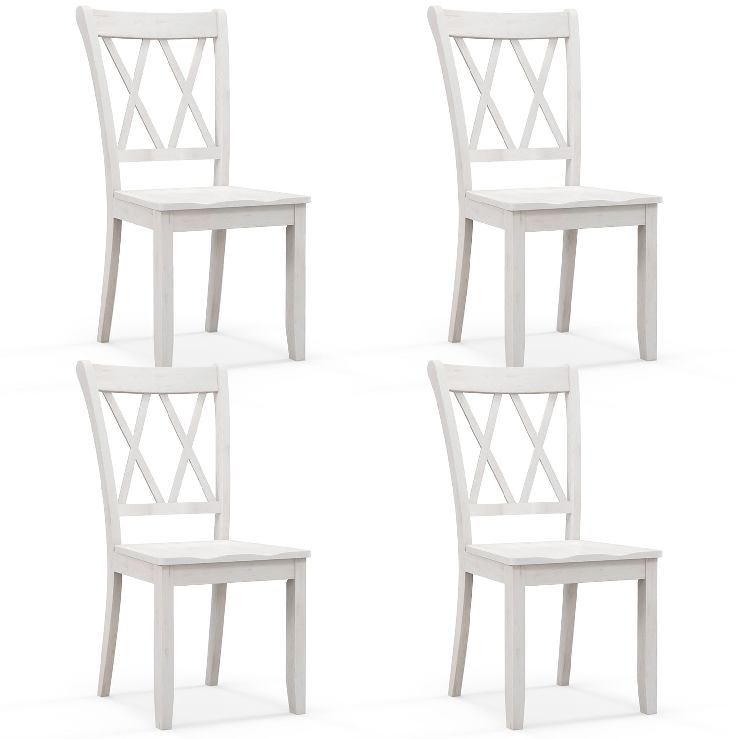 Set of 2 Cross Back Rubber Wood Dining Chairs