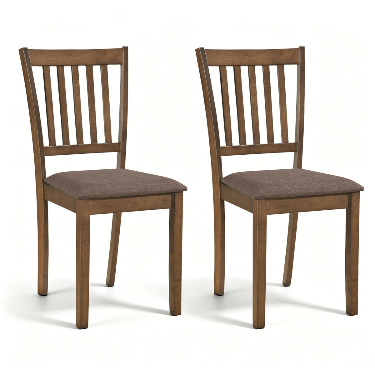 Set of 2 Wooden Dining Chairs Upholstered Kitchen Chairs with Rubber Wood Frame