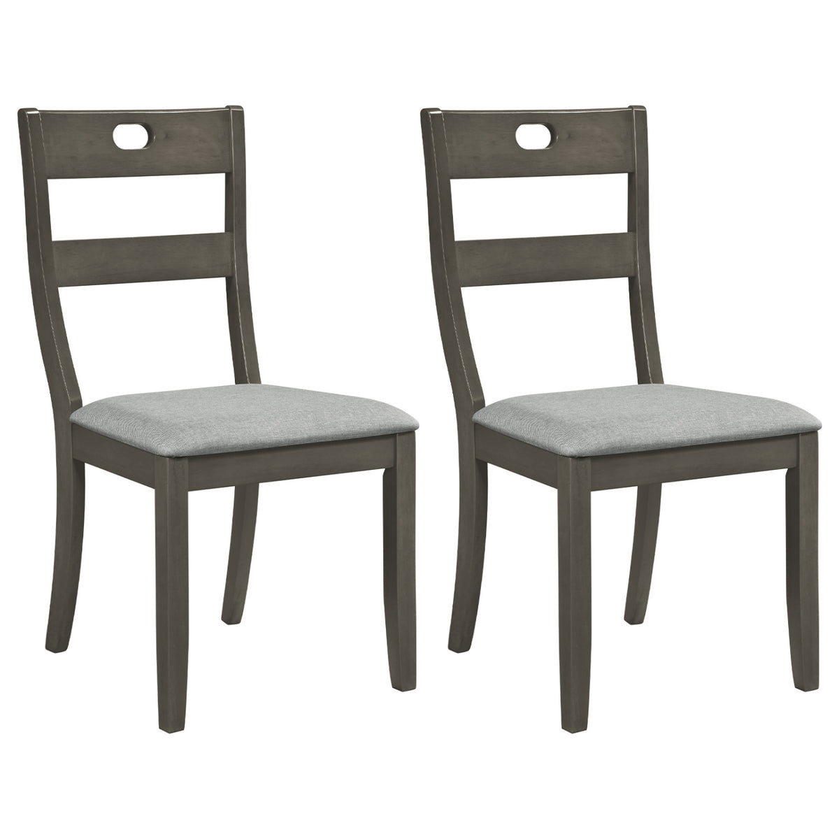 Set of 2 Wooden Dining Chairs with Padded Seats and Rubber Wood Frame