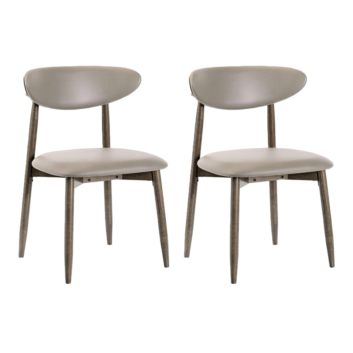 Set of 2 Wooden Modern Upholstered Dining Chairs with Curved Backrest