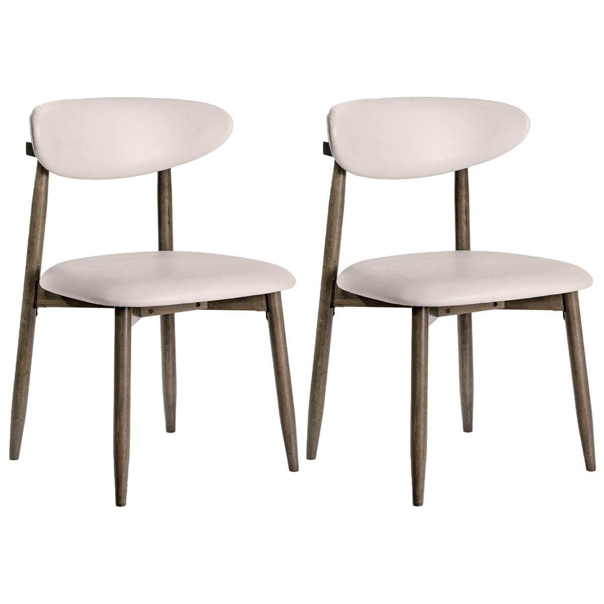 Set of 2 Wooden Modern Upholstered Dining Chairs with Curved Backrest