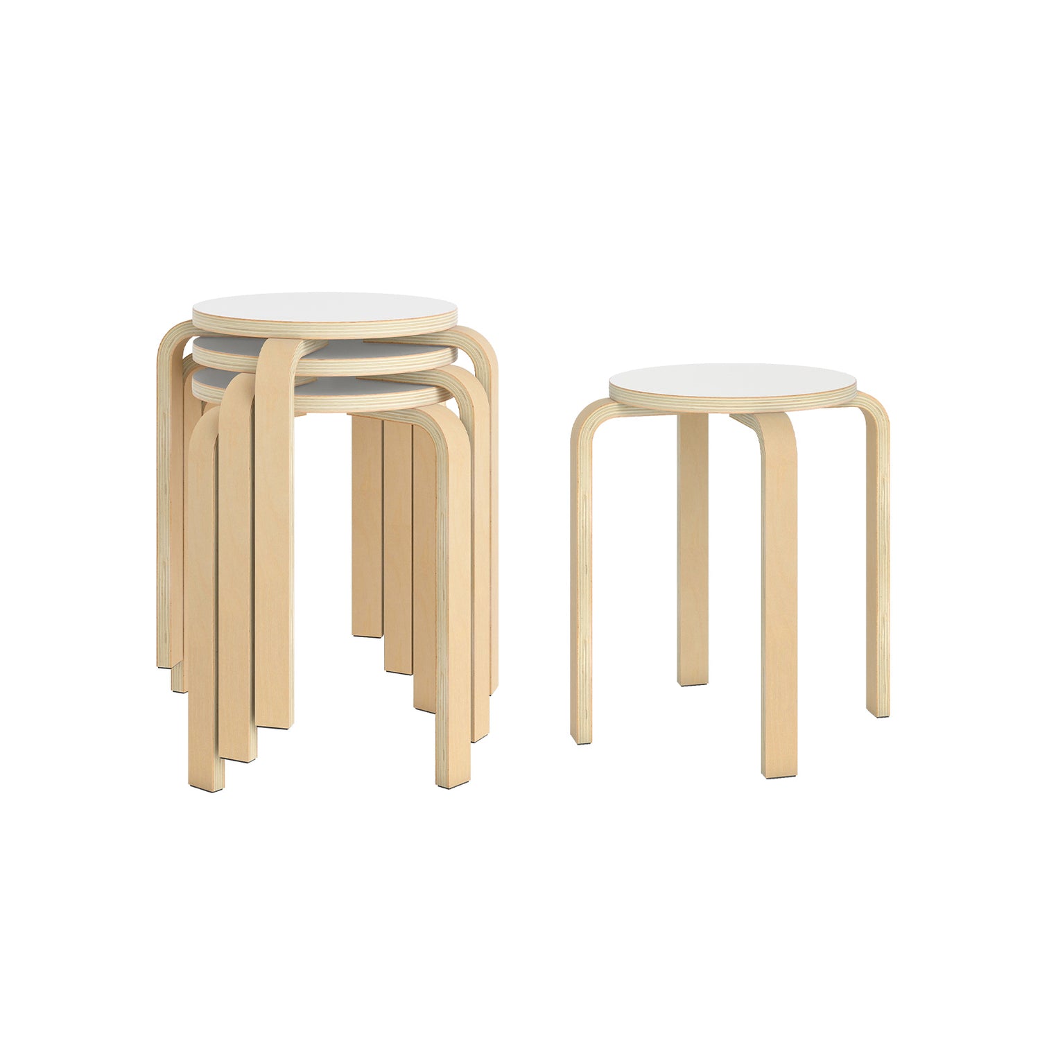 Set of 4 18 Inch Wood Home Backless Dining Chairs