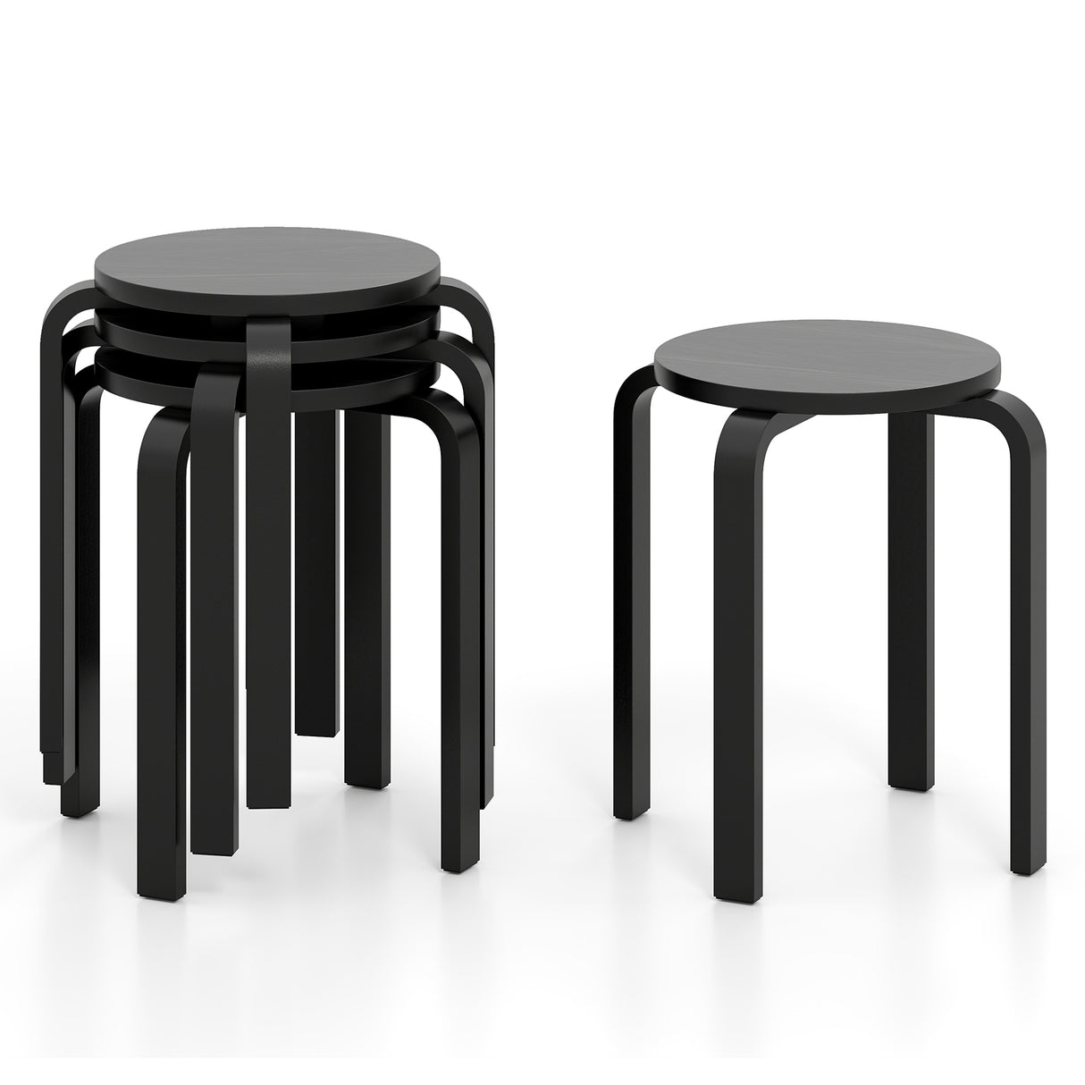 Set of 4 18 Inch Wood Home Backless Dining Chairs