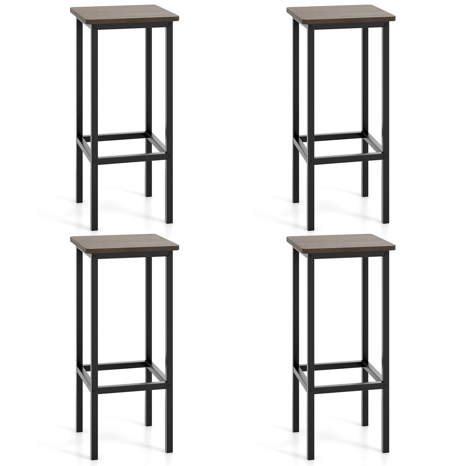 Set of 4 Bar Stool Set 26 Inch Bar Chair with Metal Legs and Footrest