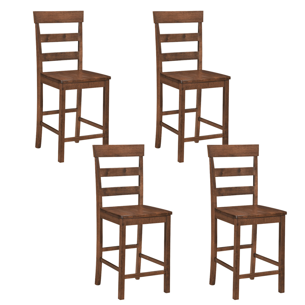 Set of 2/4 Counter Height Bar Stools with Rubber Wood Frame for Home Dining Room