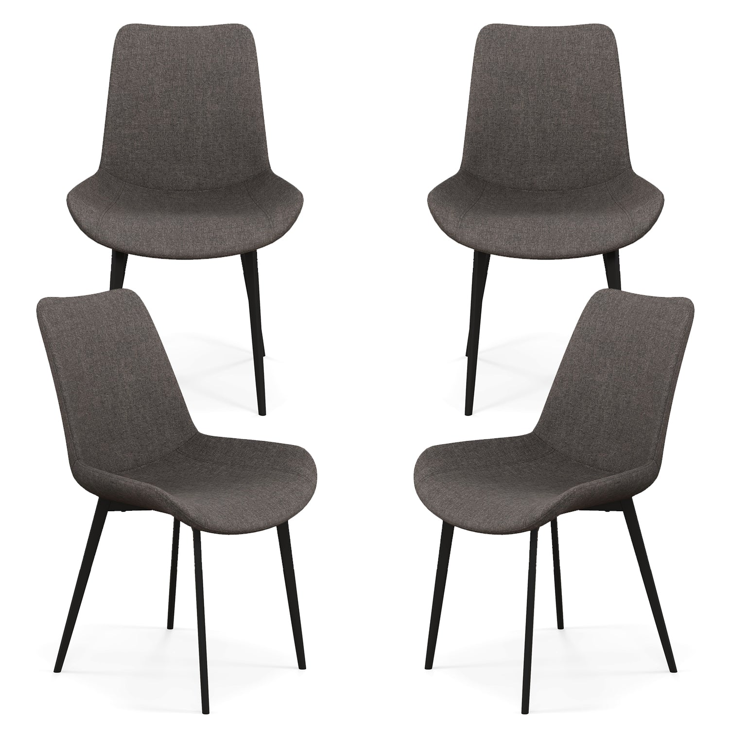 Set of 4 Dining Chair Upholstered with Metal Legs and Padded Backs